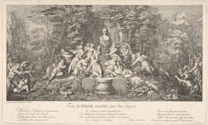 مهرجان ديانا ، قاطعه الساتير Feste de Diana، Pervée par des Satyres ...، ca. 1786. بواسطة كلود جيلو