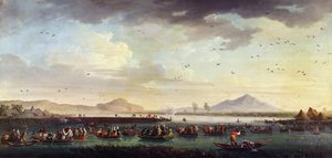 تشارلز الثالث من بوربون ، ملك سابين ومملكة صقليتي صيد البط في بحيرة باتريا في 1746 ، 1749 بواسطة كلود جوزيف فيرنيه