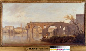 Le Ponte Rotto a Rome Painting by Joseph Vernet (1714-1789) 18th century Sun. 0,4x0,77 m . بواسطة كلود جوزيف فيرنيه