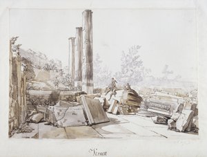 أنقاض معبد سيرابيس في بوزوولي ، 1750 (قلم وحبر وغسل طباشير أسود على ورق)