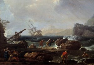 مشهد من حطام السفينة رسم جوزيف فيرنيه (1714-1789) القرن الثامن عشر مونبلييه ، متحف فابر بواسطة كلود جوزيف فيرنيه