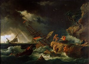 عاصفة في البحر ، 1740s. بواسطة كلود جوزيف فيرنيه