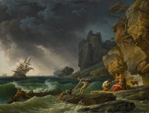 بحر عاصف مع حطام السفينة ، 1780 بواسطة كلود جوزيف فيرنيه