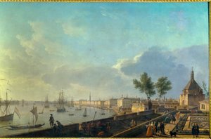 ميناء بوردو مع الأسوار لوحة جوزيف فيرنيه (1714-1789) من القرن الثامن عشر. باريس. المتحف البحري بواسطة كلود جوزيف فيرنيه