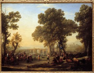 La geast villageoise Painting de Claude Gellee dit Le Lorrain (1600-1682) صن. 1.03x1.35 م. بواسطة كلود لورين