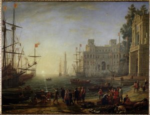 ميناء مع فيلا Medicis - زيت على قماش بواسطة كلود لورين
