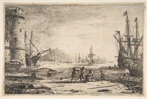 ميناء مع برج كبير ، كاليفورنيا. 1641. بواسطة كلود لورين