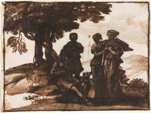 المشهد الرعوي مع الأشكال الكلاسيكية ، ج. 1640-1645. بواسطة كلود لورين