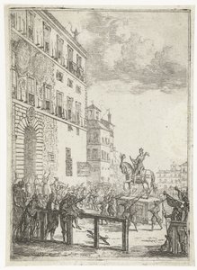 تمثال الفروسية لإمبراطور الإمبراطورية الرومانية المقدسة Le Statue equestre du roi des romains الألعاب النارية والاحتفالات بمناسبة الإمبراطور المنتخب حديثًا للإمبراطورية الرومانية المقدسة (عنوان السلسلة) بواسطة كلود لورين