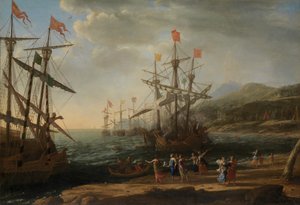 نساء طروادة يشعلون النار في أسطولهم ، كاليفورنيا. 1643. بواسطة كلود لورين