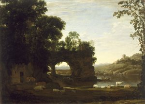 منظر طبيعي مع قوس صخري ونهر ، c.1628-30