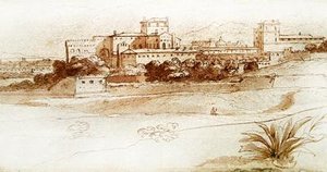 منظر لبلدة إيطالية صغيرة ، ج .1630 (قلم وغسل) بواسطة كلود لورين