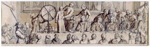 رسم اليانصيب في فندق دي فيل ، 1772 (قلم وحبر وغسل) بواسطة كلود لويس Desrais