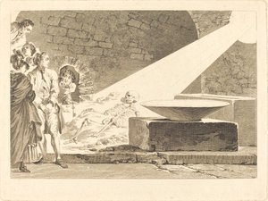 Fragonard و Bergeret مع زوجتيهما يزوران مقبرة في بومبي بواسطة Claude Mathieu Fessard after Jean Honoré Fragonard