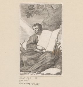 القديس أغسطينوس جالس عند سفح شجرة صفحة العنوان لـ: Les Confessions de Saint Augustin ، 1639 بواسطة كلود ميلان