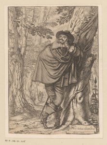 جيمس هاول يتكئ على شجرة صفحة العنوان لـ: James Howell ، Dendrology (...) ، 1641 بواسطة إبراهيم بوس