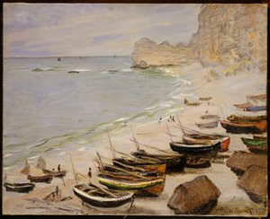 القوارب على الشاطئ في Etretat ، 1883 بواسطة كلود مونيه