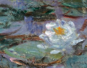 زنابق الماء الأزرق. التفاصيل من زنبق الماء. لوحة لكلود مونيه (1840-1926) بواسطة كلود مونيه
