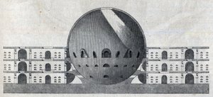 مقطع عرضي لخطة مقبرة لمدينة شو بواسطة كلود نيكولاس ليدوكس (1736-1806).