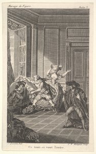 رجل ملتف على كرسي يتطلع نحو رجل آخر يقترب منه من اليسار في ... 1784.