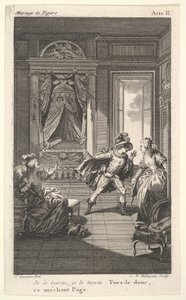 رجل يميل نحو امرأة تقف في مدخل على اليمين ، على اليسار امرأة جالسة تثير ... ، كاليفورنيا. 1784.