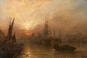 بركة نهر التايمز ، على الطريق السريع الصامت في لندن ، 1890