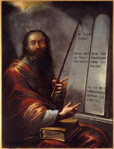 Moise et les Tables de la Loi Painting by Claude Vignon (1593-1670) 17th century Sun. 1,29x0,9 m Rouen, Musee des Beaux Arts