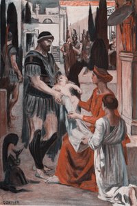 وداع هيكتور وأندروماكي. رسم إيضاحي لكليمان غونتييه (1876-1918) لـ "الإلياذة" لهومير (أوميرو). باريس ، هنري لورينز