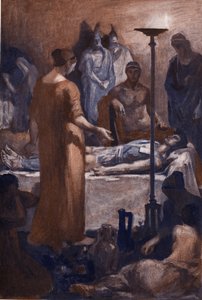 شكوى بريسيس (على مرأى من جروح باتروكليس). رسم إيضاحي لكليمان غونتييه (1876-1918) لـ "الإلياذة" لهومير (أوميرو). باريس ، هنري لورينز