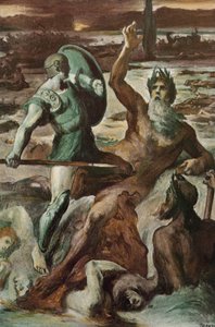 صراع أخيل ونهر سكاماندر. رسم إيضاحي لكليمان غونتييه (1876-1918) لـ "الإلياذة" لهومير (أوميرو). باريس ، هنري لورينز