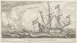 سفن ومناظر مختلفة لأمستردام (Verscheÿde Ships and Gesichten van Amstelredam) ، الجزء الثاني: الدب الأسود ، صائد الحيتان في جرينلاند بواسطة رينير نومز ، ودعا زيمان