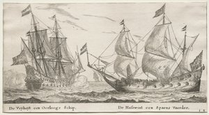سفن ومناظر مختلفة لأمستردام (Verscheÿde Ships and Gesichten van Amstelredam) ، الجزء الثاني: الحرية ، رجل حرب. The Wolf Hound ، سفينة إسبانية بواسطة رينير نومز ، ودعا زيمان