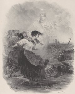امرأة على البحر مع مادونا ، تشير إلى سفينة ، كاليفورنيا. 1848-1862.