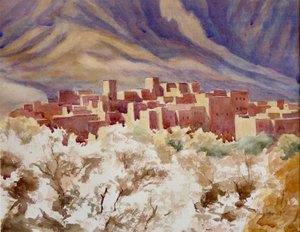 زهر اللوز، مضيق تودرا، 2000 (بالألوان المائية) بواسطة كليف ويلسون