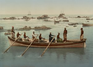رجال القوارب ، يافا ، إسرائيل ، حوالي 1890-1906 (طباعة ضوئية) بواسطة شركة فوتوجلوب