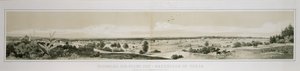 بانوراما مدينة نيو براونفيلس في تكساس مأخوذة من الجانب الجنوبي الغربي في صيف عام 1847 بواسطة كونراد كاسبار (بعد) روردورف