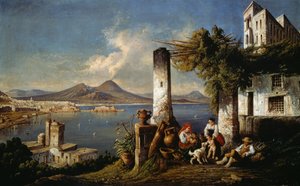 Naples seen from Posillipo (oil on canvas)
