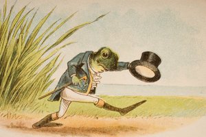 A Frog He Would A-Wooing Go ، من "Old Mother Goose&39;s Rhymes and Tales" ، نشرته شركة Frederick Warne und Co. ، c.1890s (chromolitho)