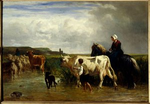 لو باساج دو غو لوحة رسمها كونستانت ترويون (1810-1865) من القرن التاسع عشر. 1،15x1،65 م باريس ، متحف اللوفر.