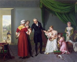 قام البارون جان لويس أليبرت (1768-1837) بأداء التطعيم ضد الجدري في قصر ليانكور ، ج. 1820 بواسطة ثابت جوزيف ديسبوردس
