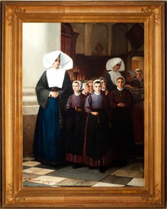 تلوين. موقعة ومؤرخة: كونستانت مونييه 1864. الأيتام. زيت على قماش. التفاصيل. بواسطة قسطنطين إميل مونيير