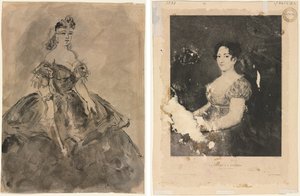 في الكرة (وجه) ؛ المرأة ذات المروحة بعد غويا (ظهر الصورة) بواسطة قسطنطين الرجال
