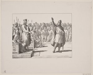 رسم توضيحي لسفيند جروندفيج ، "مارسك ستيج: أغنية شعبية دنماركية من القرن الثالث عشر" ، 1861 بواسطة كونستانتين هانسن