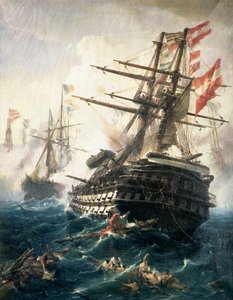 معركة ليزا ، التي دارت رحاها بين الإمبراطورية النمساوية المجرية وإيطاليا عام 1866 (زيت على قماش) بواسطة قسطنطين فولاناكيس