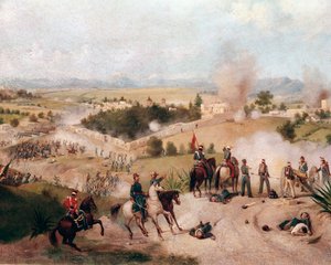 الحرب الأمريكية المكسيكية: منظر لمعركة مولينو ديل ري في 1847/8/9 - (الحرب المكسيكية الأمريكية ، منظر لمعركة مولينو ديل ري) لوحة تفصيلية بقلم كونستانتينو إسكالانتي (1836-1868) بواسطة كونستانتينو إسكالانتي