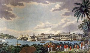 منظر شمالي شرقي لفورت لويس ، مارتينيك ، منقوش بواسطة صامويل ألكين (1750-1815) 1796 (طباعة)