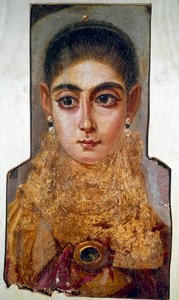 الفن القبطي: شابة تسمى "الأوروبين" الفيوم (الفيوم) (حوالي 160 م) الرسم بالشمع على الخشب. باريس ، متحف اللوفر بواسطة القبطية