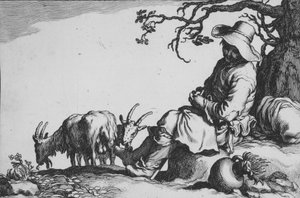 الرعوية مع رعاة الماعز والماعز ، من سلسلة ستة عشر من رعايا الفلاحين ، القرن السابع عشر.