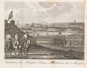 القوات الفرنسية تغادر Landrecy ، 1794 انسحاب المجموعات الفرنسية من Landrecies في 11 مايو 1794 (العنوان على الكائن)