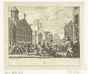 انتفاضة في جنازة دانييل راب في ساحة دام في أمستردام عام 1754 بواسطة سيمون فوكي